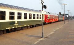 Ostsee-Express under udkørsel fra Næstved. Fredag 12. april 1991, Næstved