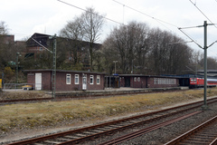 Tidligere toldbygninger på perronen for spor 1 og 2. Søndag 12. april 2015, Flensburg Hbf.
