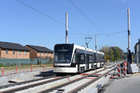 Odense Letbane togsæt 06-1 med testtog ved Hestehaven Station