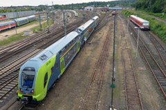 Helt ny dobbeltdækker-motorvogn DB 445 013. Torsdag 27. juli 2017, Kiel